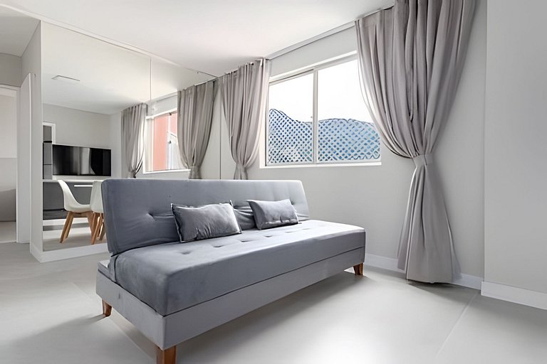 Quarto e sala com vista incrível